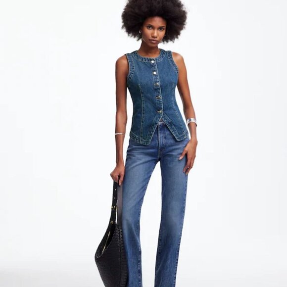 NWT Madewell Denim Crewneck Vest in Concho Wash - Size: 2 - Picture 13 of 13